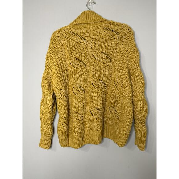 H&M Chunky Knit Turtleneck Wool Blend Sweater Size S Mustard Yellow - Picture 4 of 8